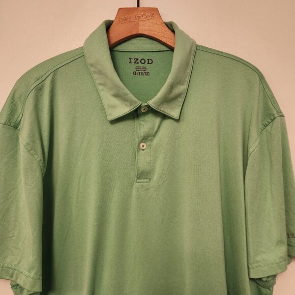 IZOD Polo Shirt Golf Casual Polyester Light Green Short Sleeve Mens XL‎ EUC - Picture 4 of 10
